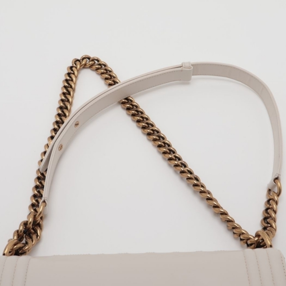Authentic Chanel BOY 25 Chain Shoulder Bag Gold Metal Fittings - Picture 8 of 12